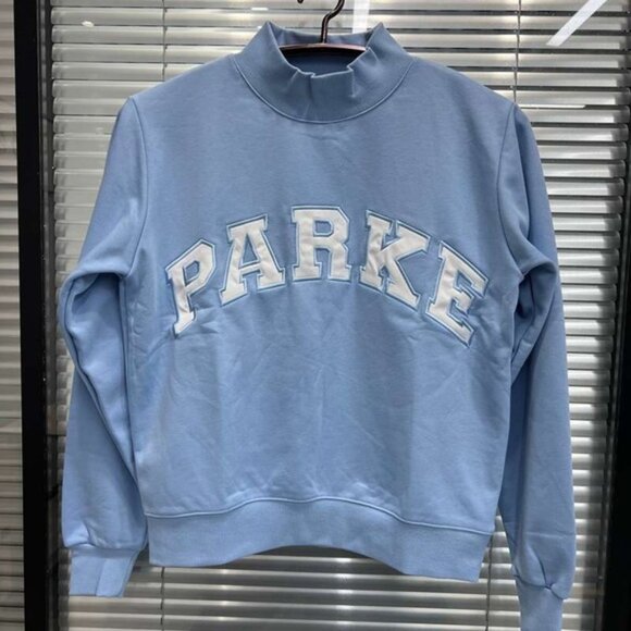 Parke Tops - PARKE Women's Sky Blue Mock Neck Sweatshirt